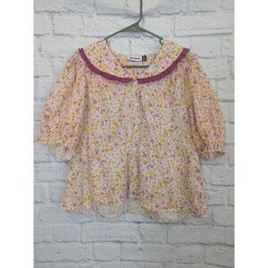 RIXO Alva 100% Cotton Cottagecore Prairie Blouse US 4 XS